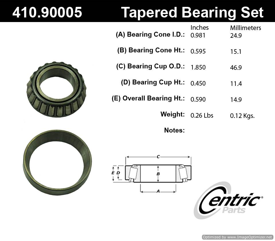 Centric 410.90005E Standard Bearing Set 805890599432