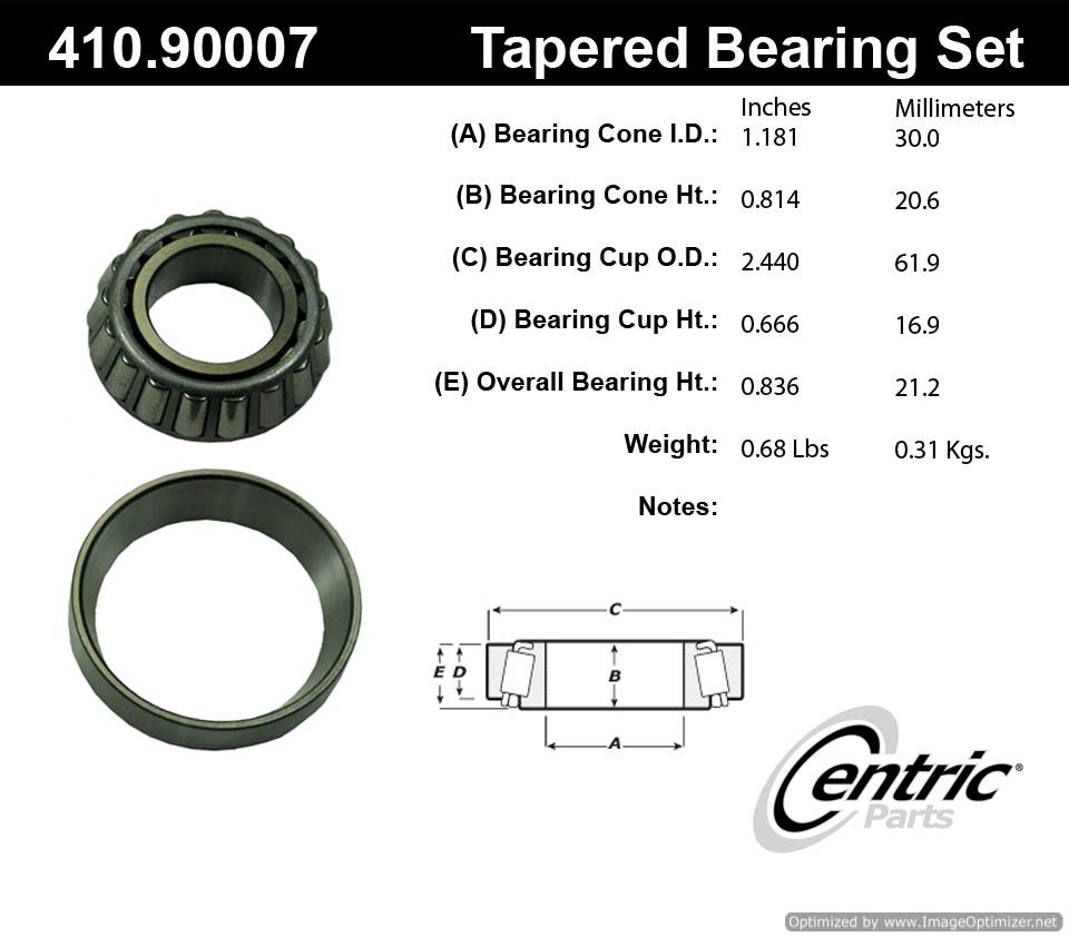 Centric 410.90007 Premium Taper Bearing Set 805890543923