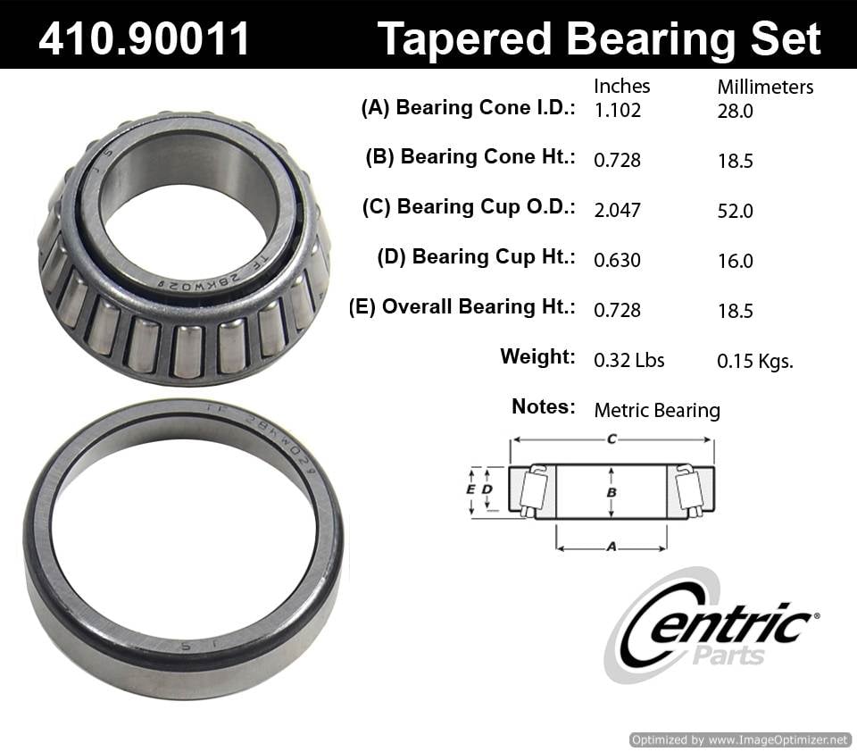 Centric 516000 410.90011 Premium Taper Bearing Set