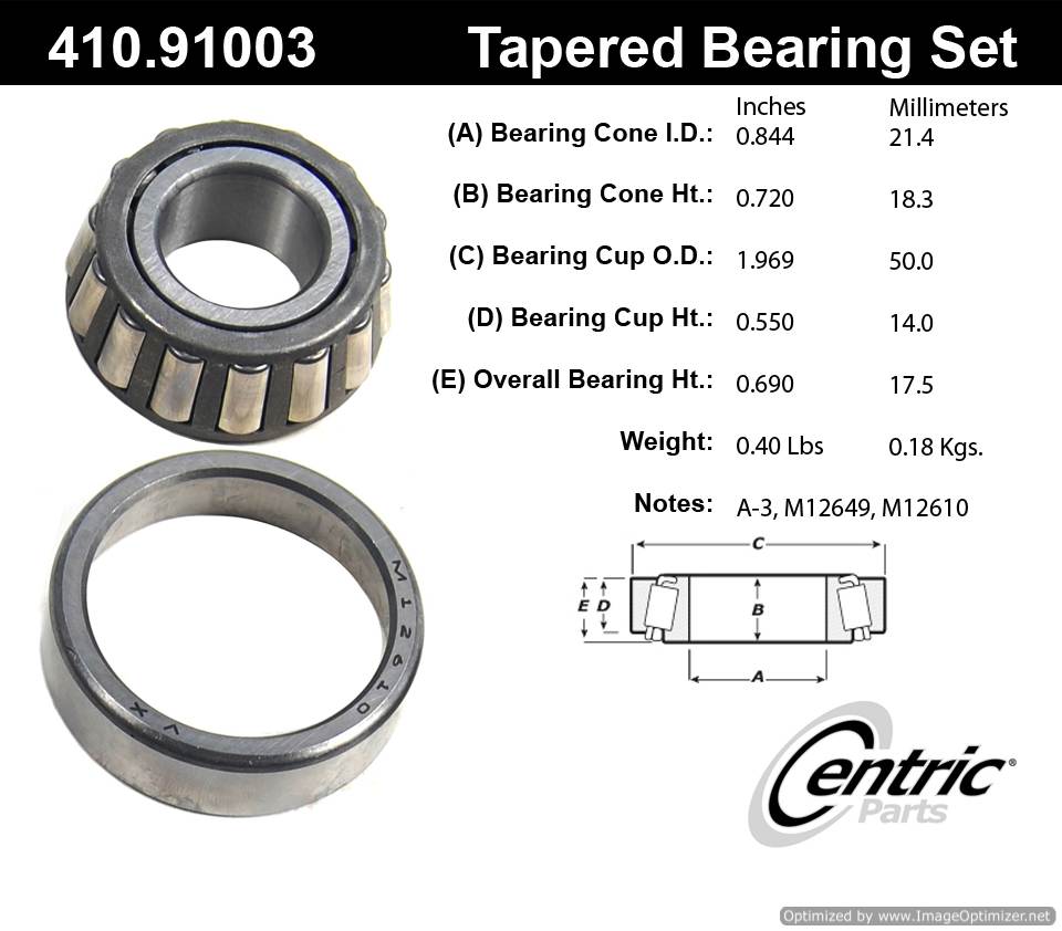 Centric 410.91003E Standard Bearing Set 805890599555