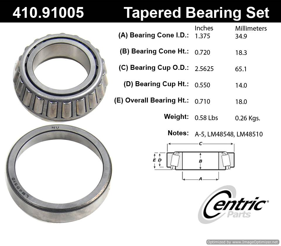 Centric 410.91005E Standard Bearing Set 805890599579