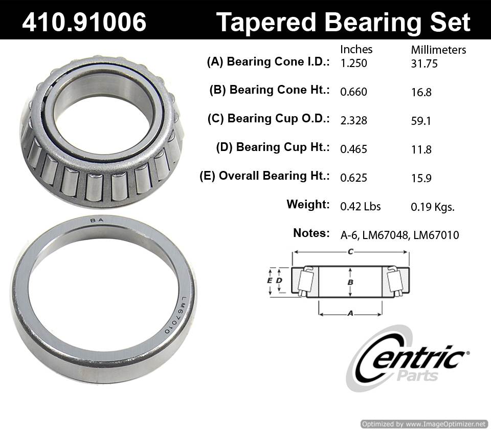 Centric 410.91006E Standard Bearing Set 805890599586