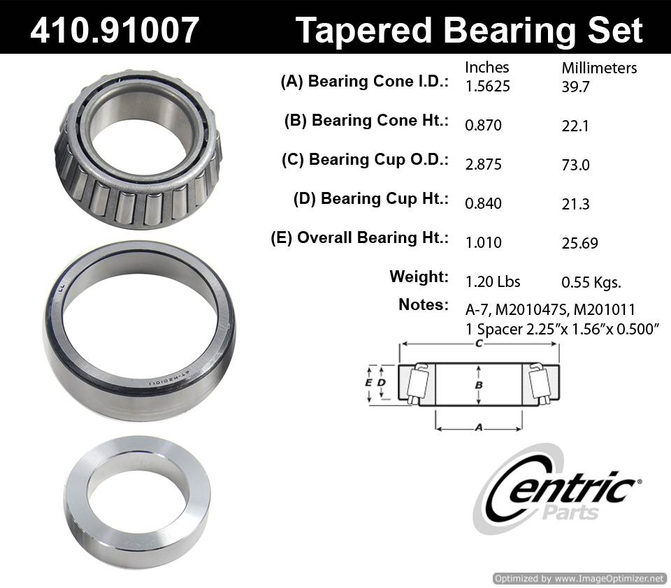 Centric 410.91007E Standard Bearing Set 805890599593