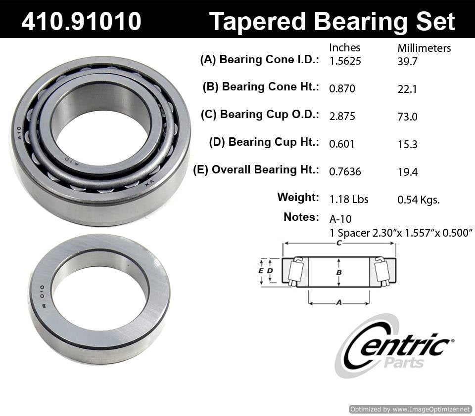 Centric 410.91010E Standard Bearing Set 805890599616