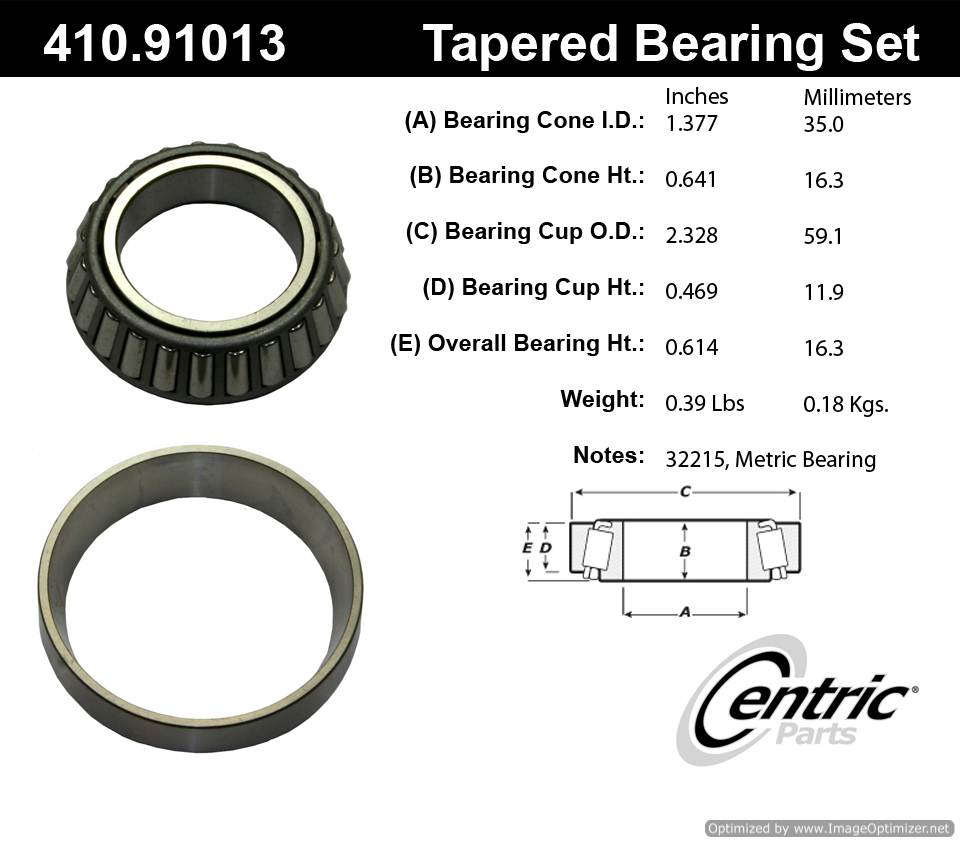 Centric 410.91013E Standard Bearing Set 805890599630