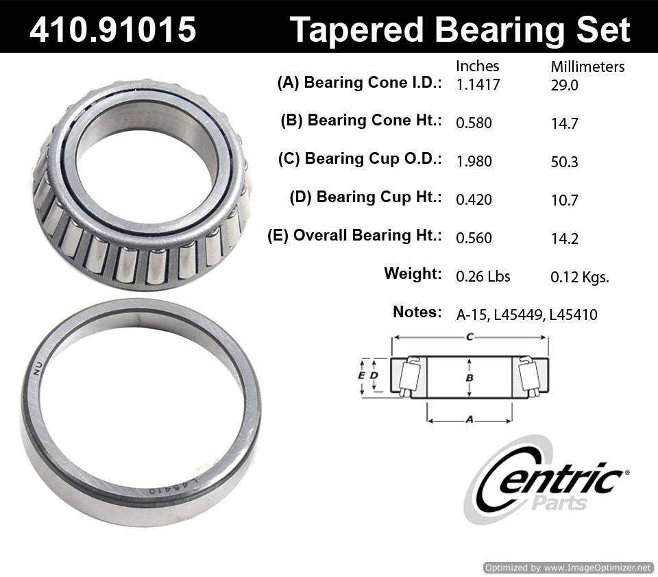 Centric 410.91015E Standard Bearing Set 805890599647