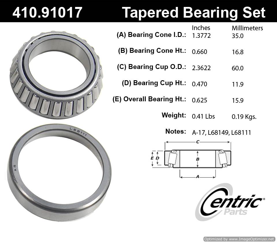 Centric 410.91017E Standard Bearing Set 805890599661