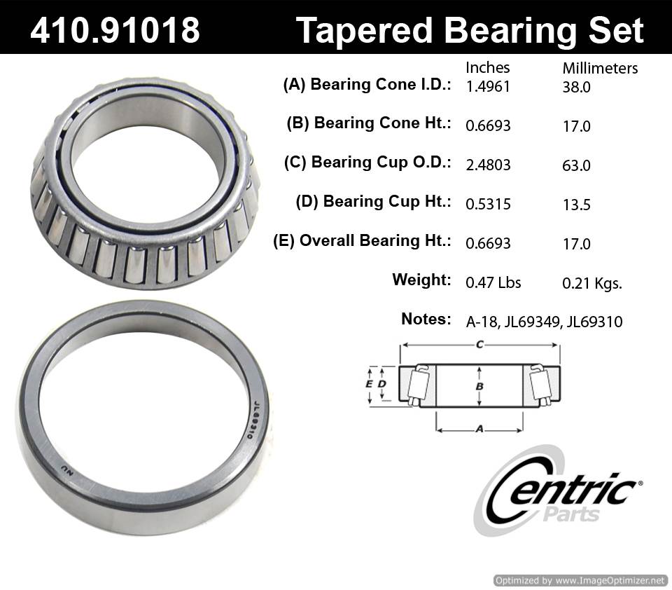 Centric 410.91018E Standard Bearing Set 805890599678