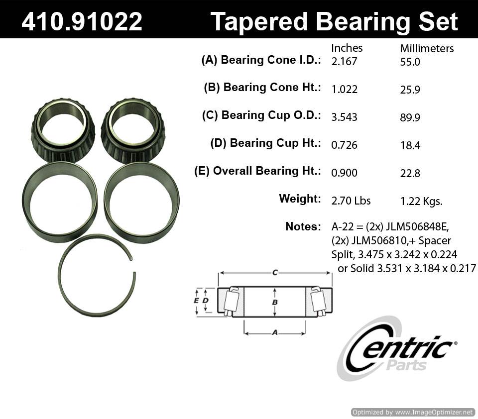 Centric 410.91022E Standard Bearing Set 805890599708