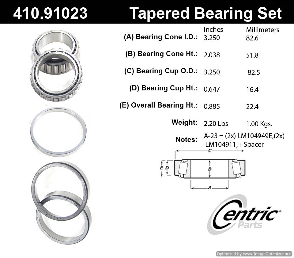 Centric 410.91023E Standard Bearing Set 805890599715