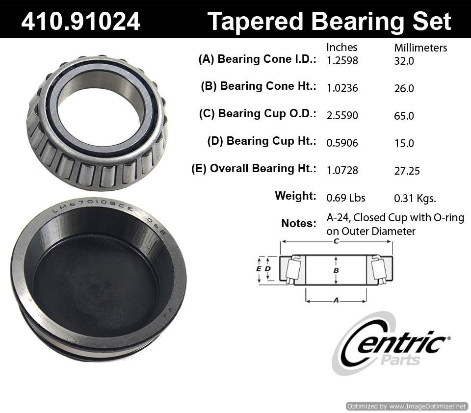 Centric 410.91024 Premium Taper Bearing Set 805890544258