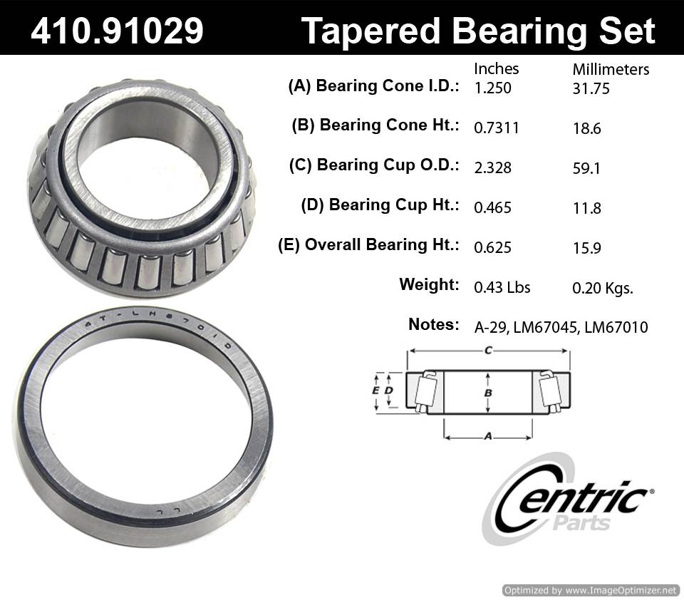 Centric 410.91029 Premium Taper Bearing Set 805890544265