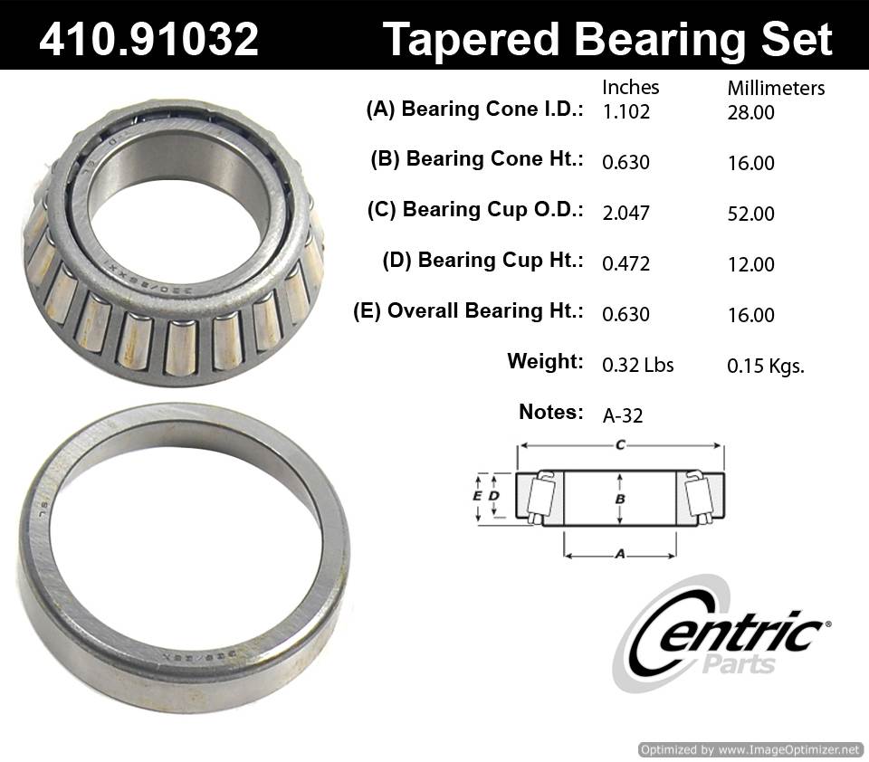 Centric 410.91032 Premium Taper Bearing Set 805890544289