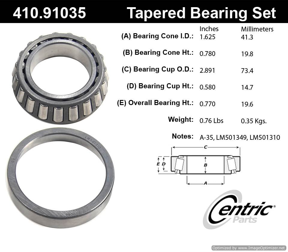 Centric 410.91035 Premium Taper Bearing Set 805890544326