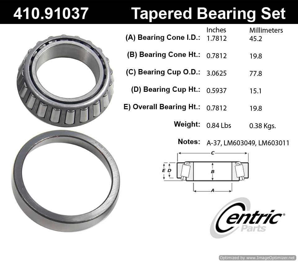 Centric 410.91037 Premium Taper Bearing Set 805890544333