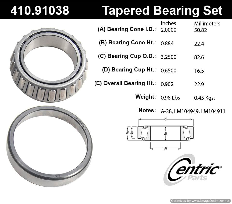 Centric 410.91038 Premium Taper Bearing Set 805890544340