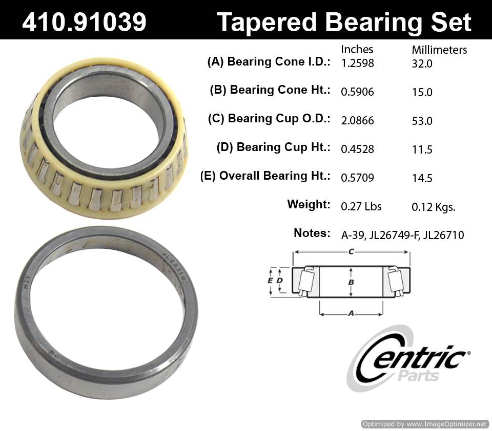 Centric 410.91039 Premium Taper Bearing Set 805890544357