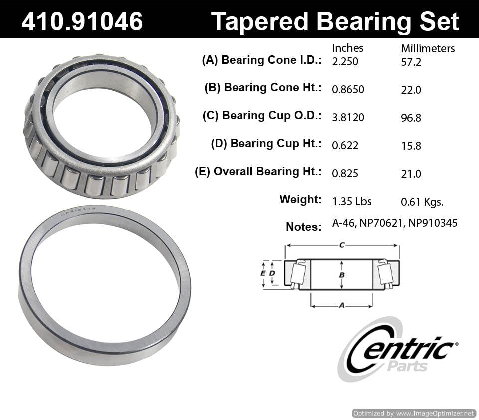 Centric 410.91046 Premium Taper Bearing Set 805890544388