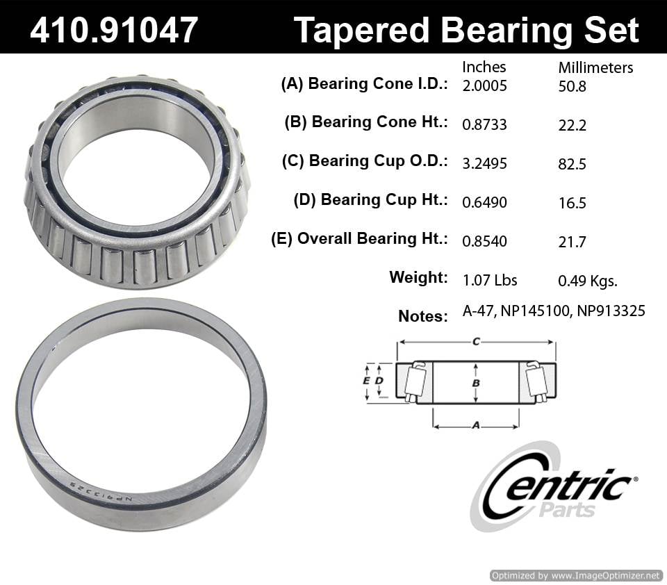 Centric 410.91047 Premium Taper Bearing Set 805890544395