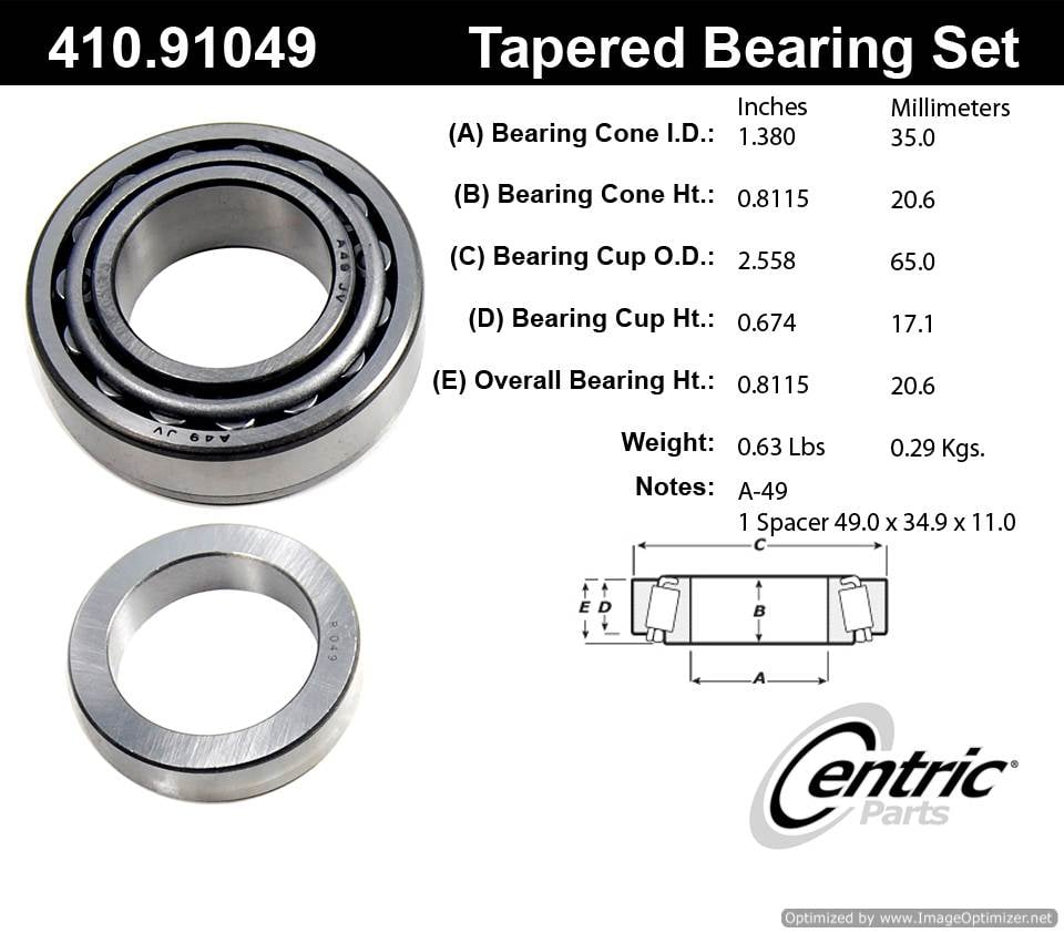 Centric 410.91049 Premium Taper Bearing Set 805890544418