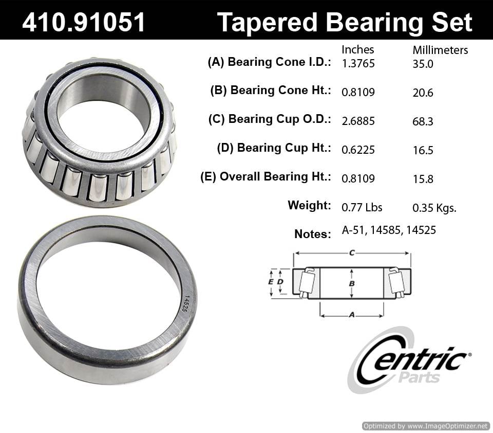 Centric 410.91051 Premium Taper Bearing Set 805890544425