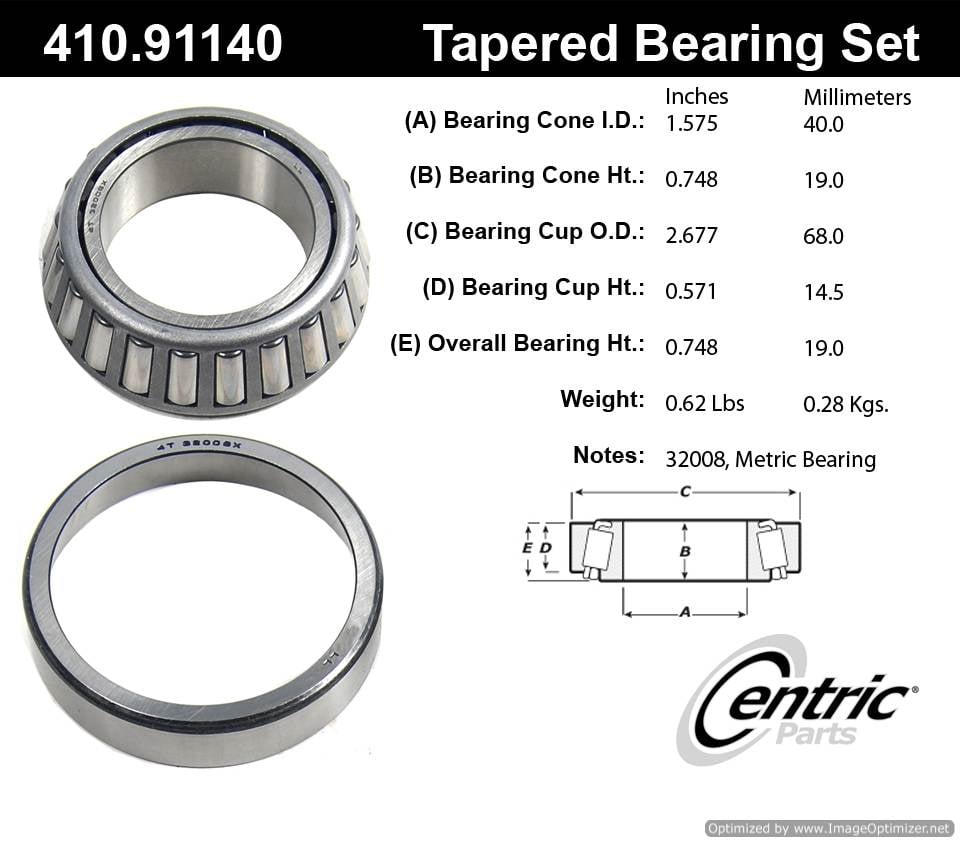 Centric 410.91140 Premium Taper Bearing Set 805890544456