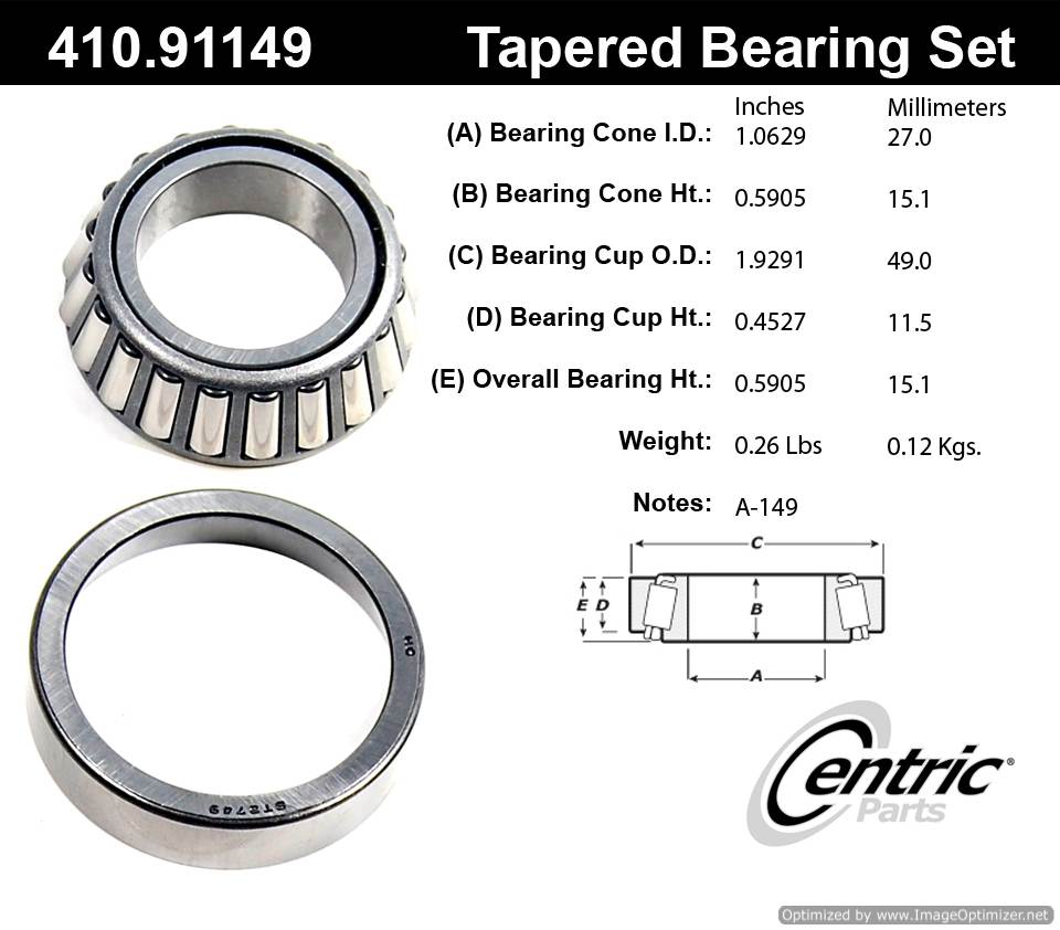 Centric 410.91149E Standard Bearing Set 805890599869