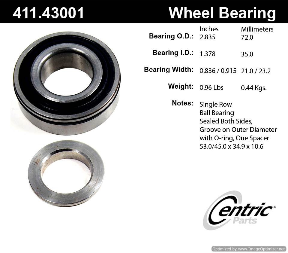 Centric 411.43001 Premium Ball Bearing 805890568544