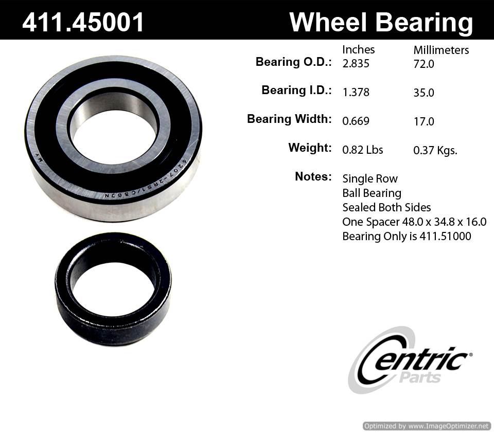 Centric 511017 411.45001E Standard Ball Bearing