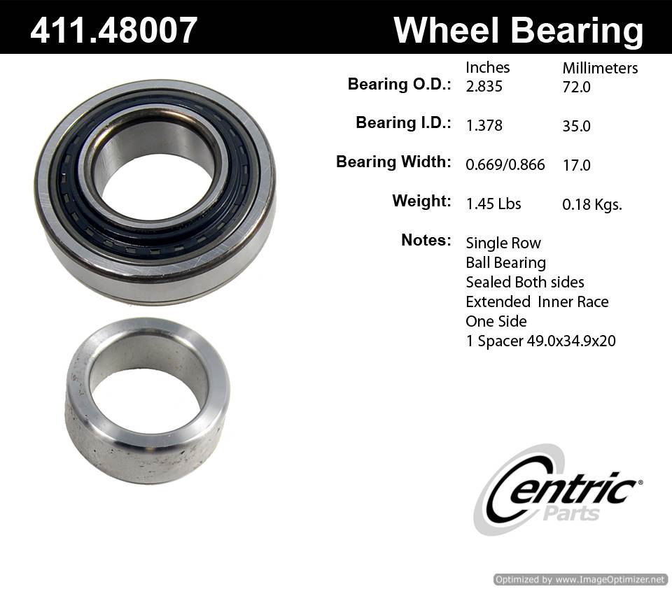 Centric 511002 411.48007 Premium Ball Bearing