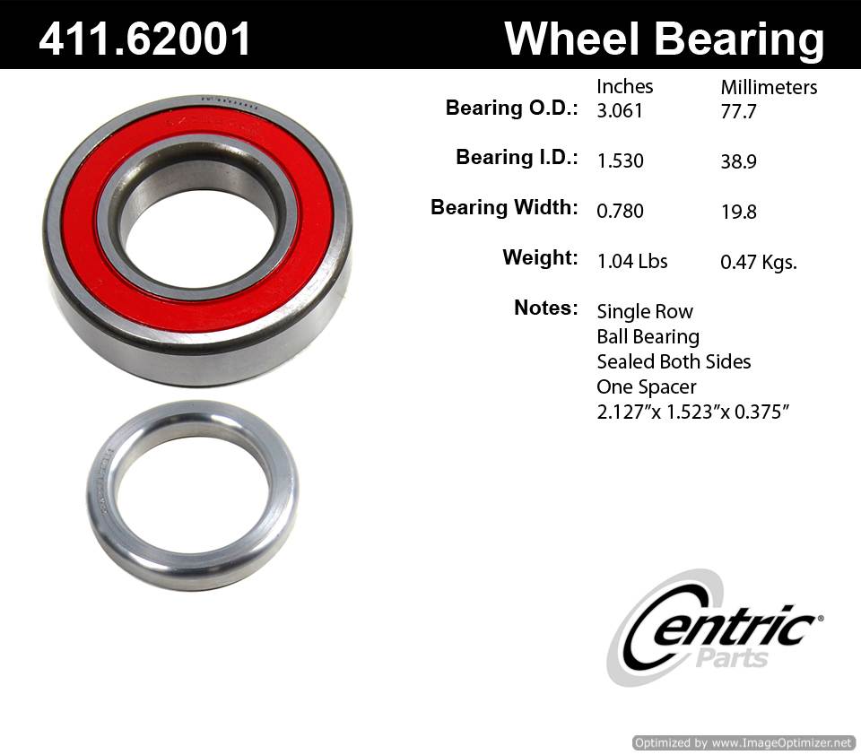 Centric 411.62001 Premium Ball Bearing 805890568872