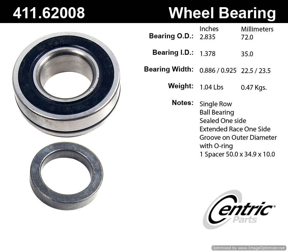 Centric 411.62008 Premium Ball Bearing 805890568940