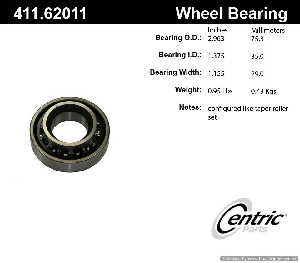 Centric 411.62011 Premium Ball Bearing 805890568971