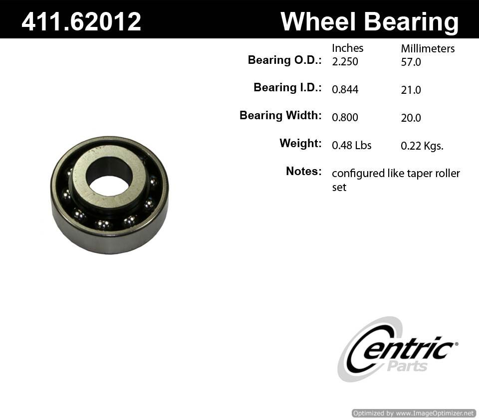 Centric 411.62012 Premium Ball Bearing 805890568988