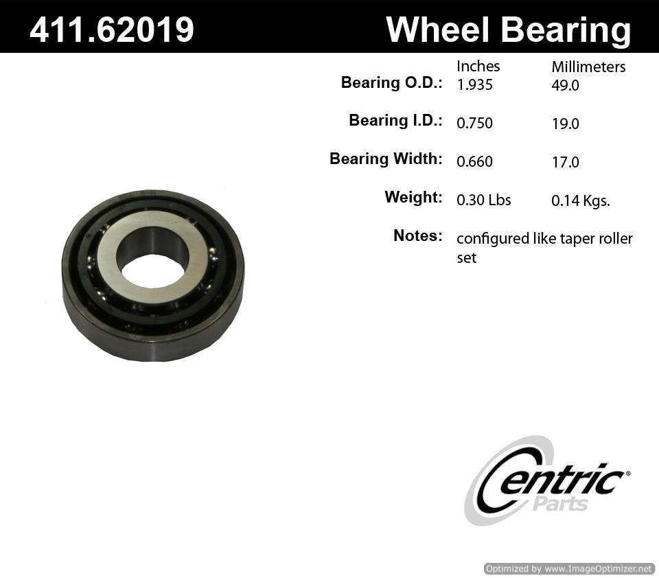 Centric 411.62019 Premium Ball Bearing 805890569053