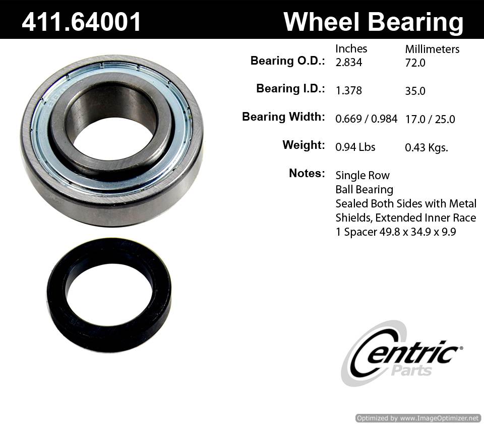 Centric 411.64001 Premium Ball Bearing 805890569091