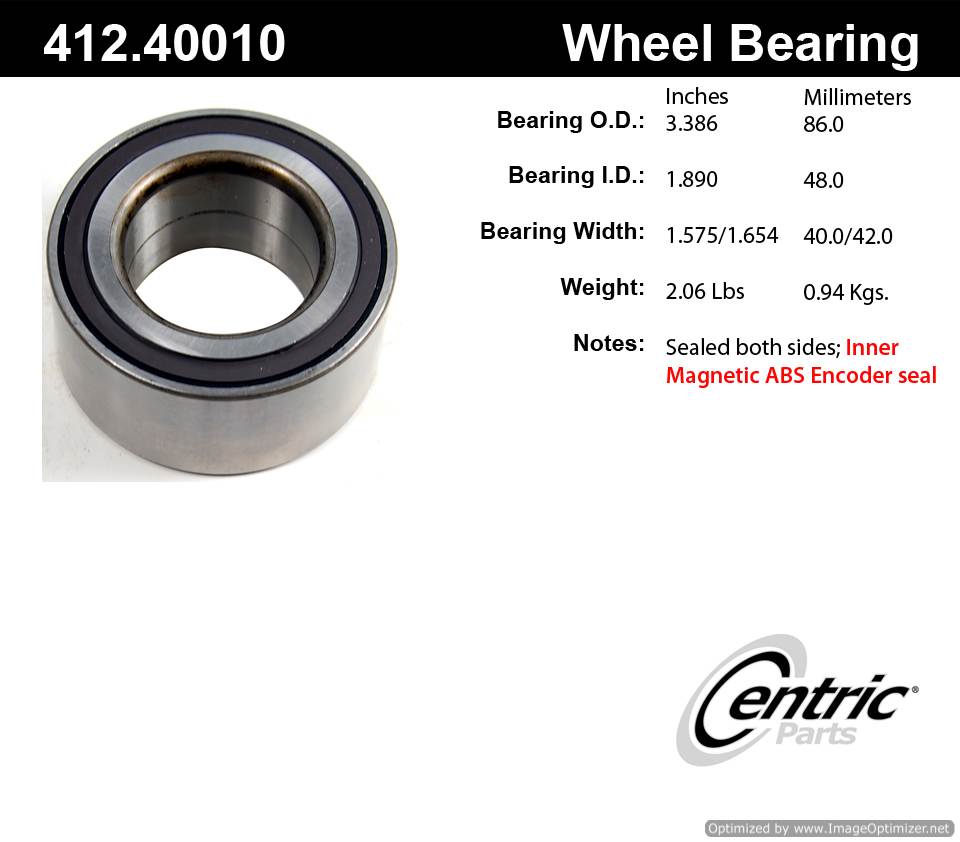 Centric 510073 412.40010E Standard Ball Bearing