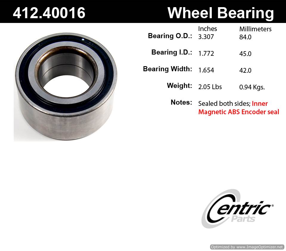 Centric 510074 412.40016E Standard Ball Bearing