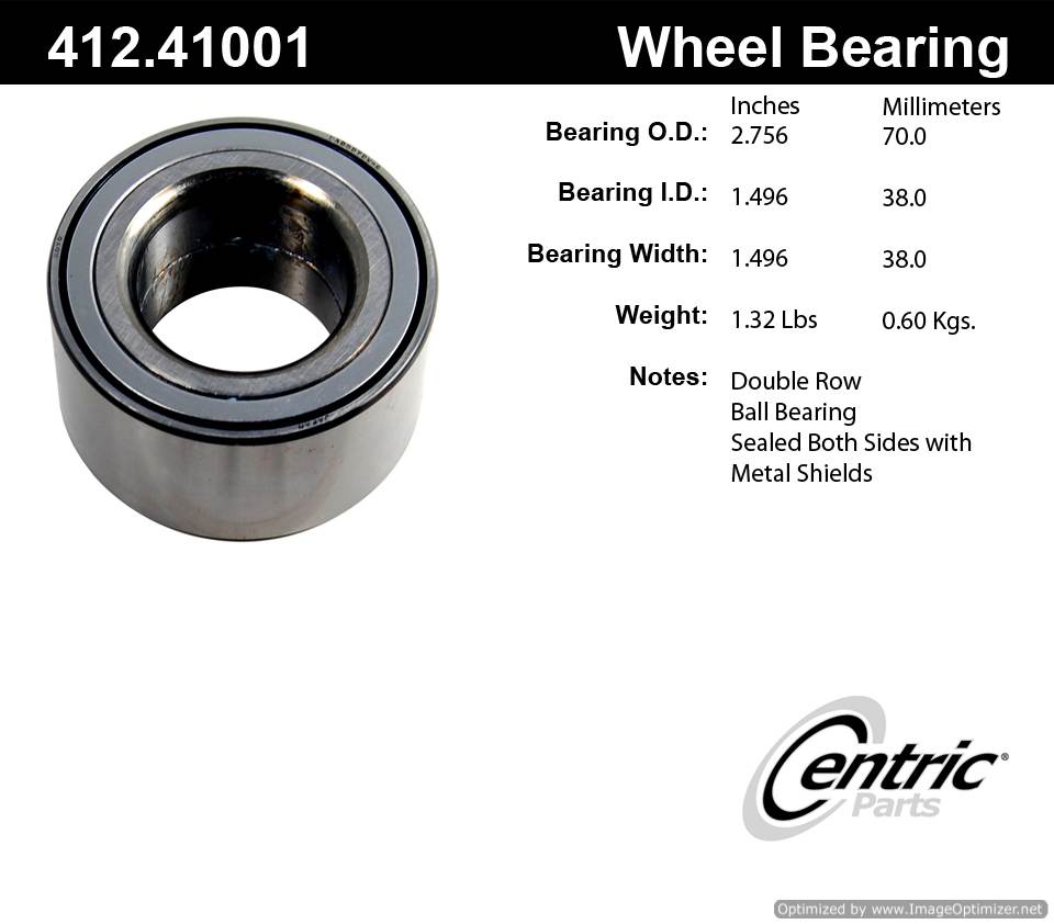 Centric 510012 412.41001E Standard Ball Bearing