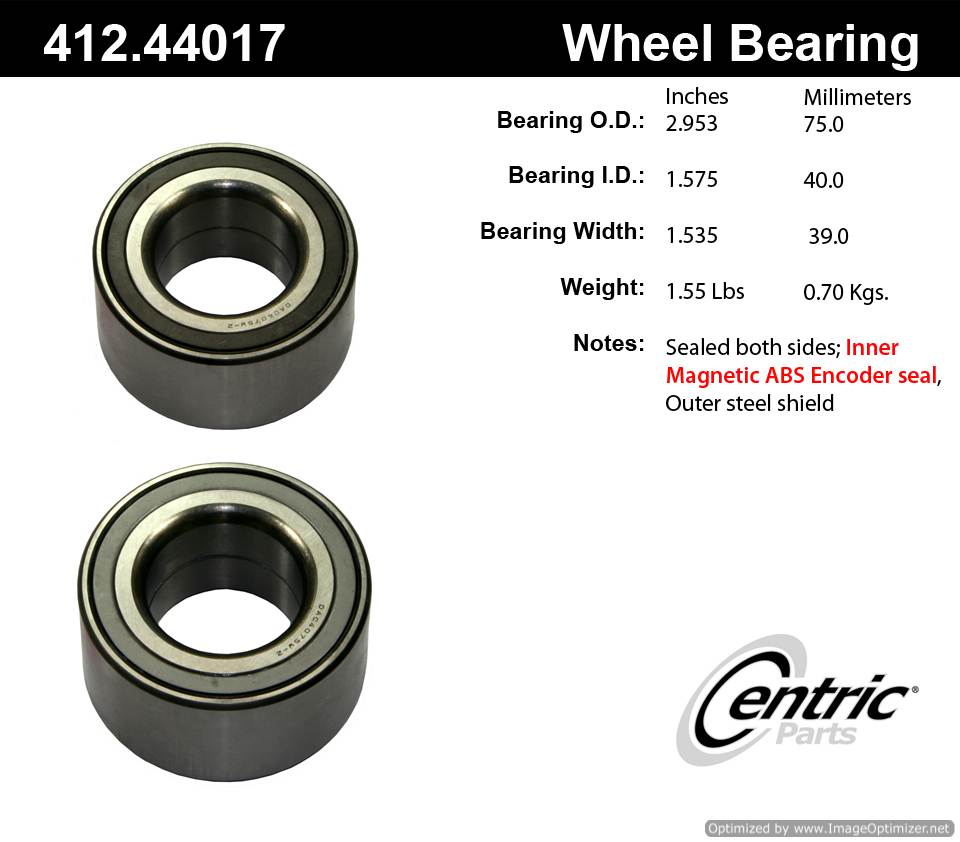 Centric 412.44017 Premium Ball Bearing 805890570066