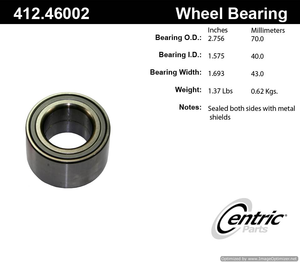 Centric 511013 412.46002E Standard Ball Bearing