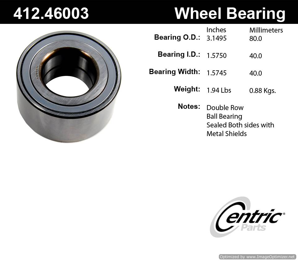 Centric 510079 412.46003E Standard Ball Bearing