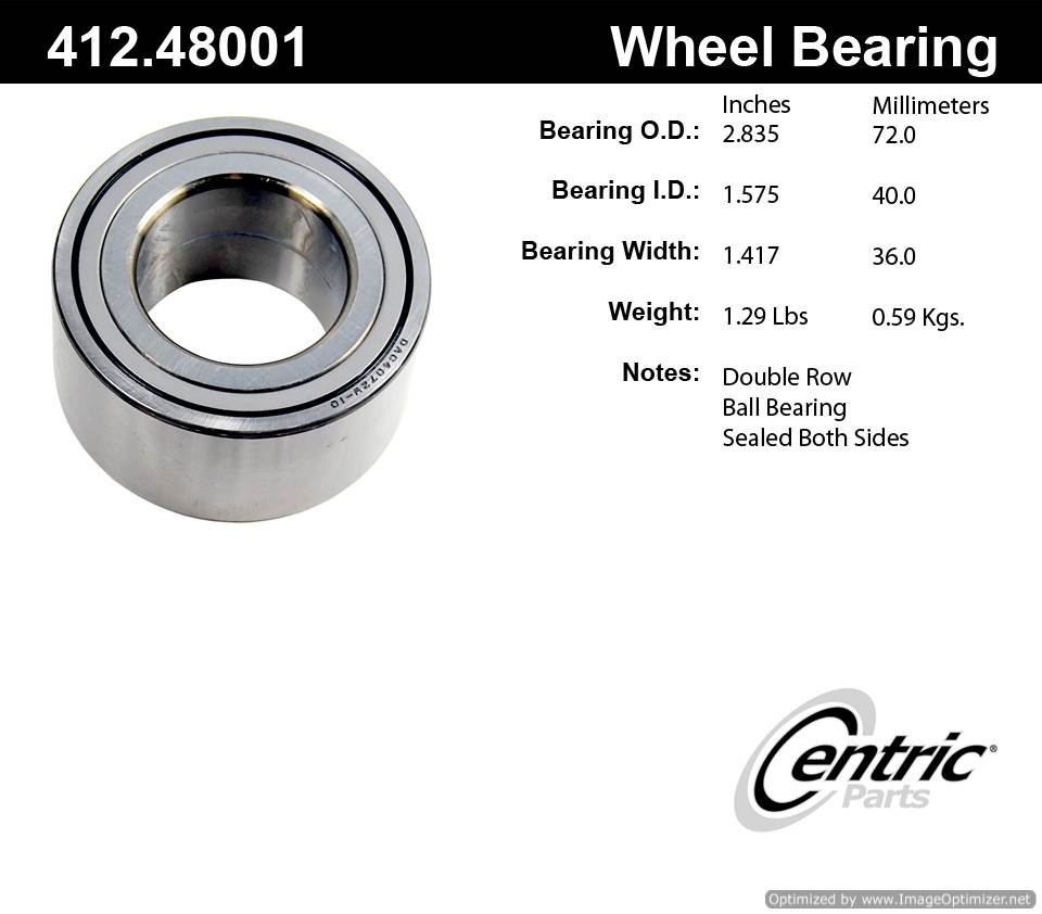 Centric 510077 412.48001E Standard Ball Bearing