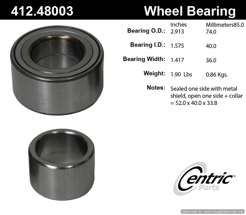 Centric 511030 412.48003E Standard Ball Bearing