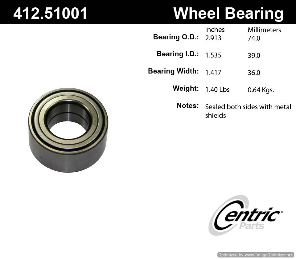 Centric 510078 412.51001E Standard Ball Bearing