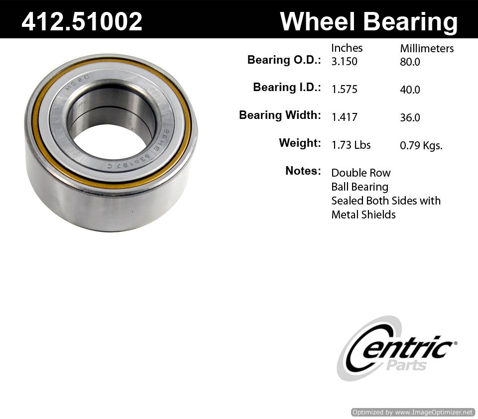 Centric 510075 412.51002E Standard Ball Bearing