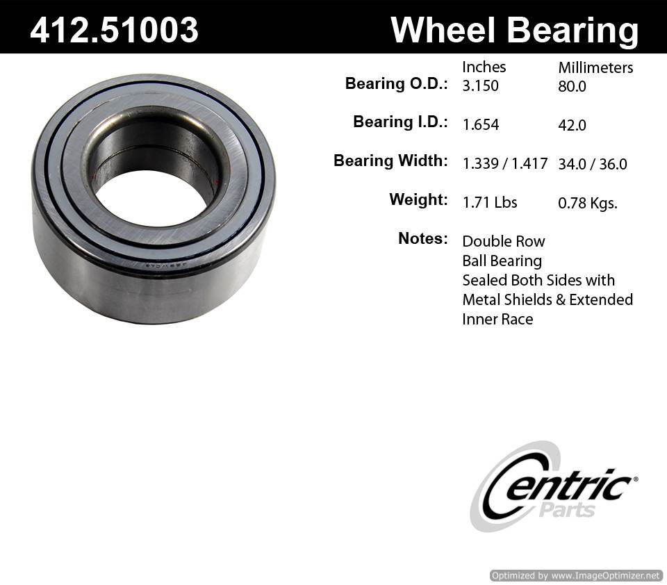 Centric 510076 412.51003E Standard Ball Bearing