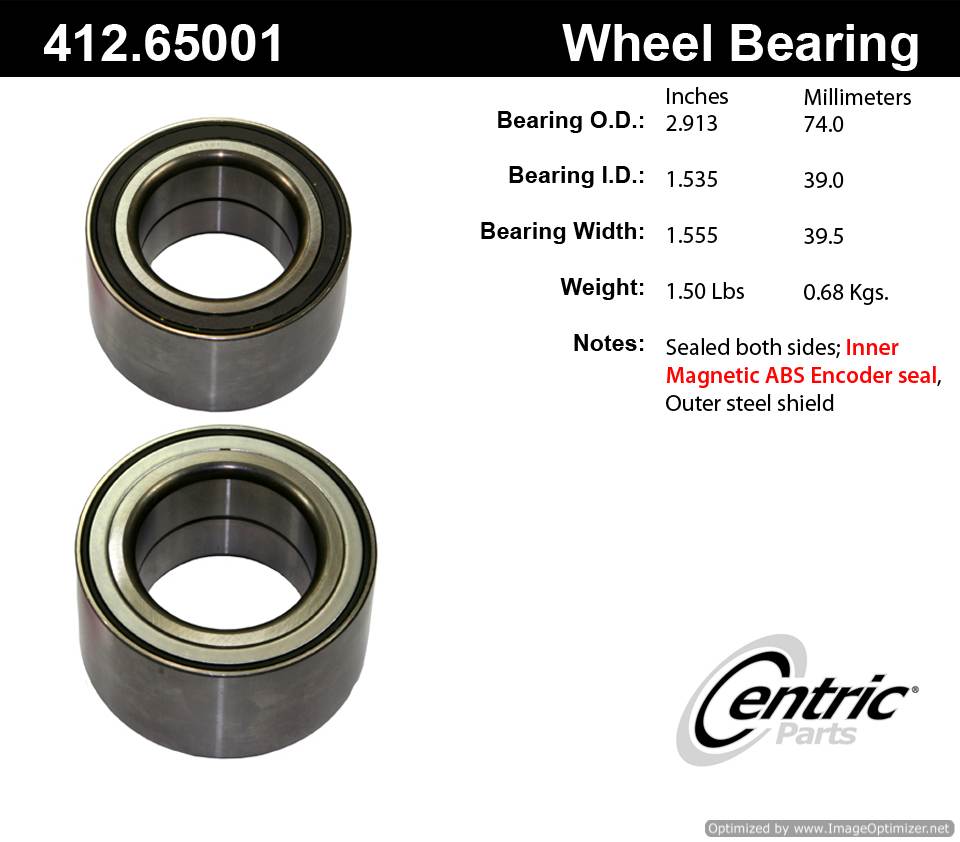 Centric 412.65001 Premium Ball Bearing 805890636571