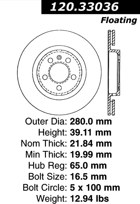 120.33036 Premium Brake Rotor 121.33036 805890033462