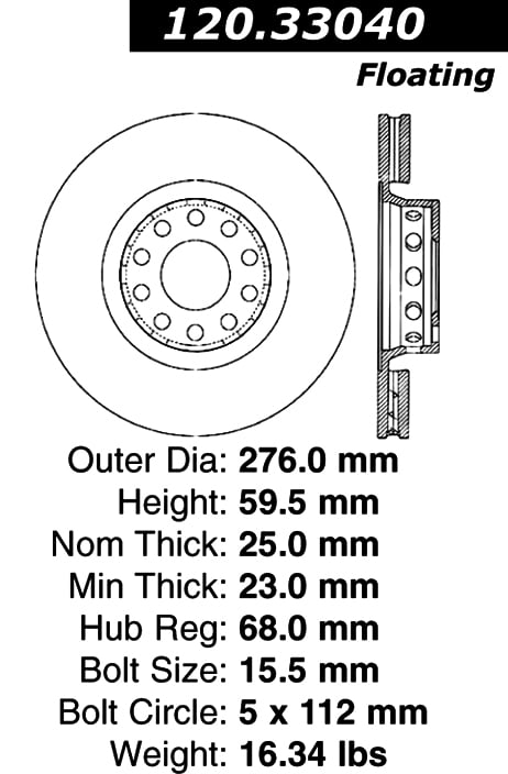 120.33040 Premium Brake Rotor 121.33040 805890033479